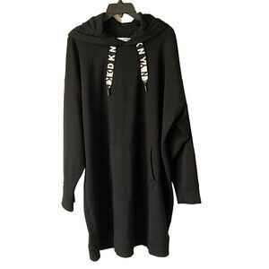 DKNY Women's Fleece Hoodie Sweatshirt Dress, 2X